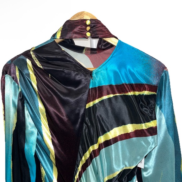 CHRISTOPHER JOHN ROGERS Wheatpaste Scarf Neck Asymmetric Maxi Dress 4 Satin NWT - Picture 12 of 16